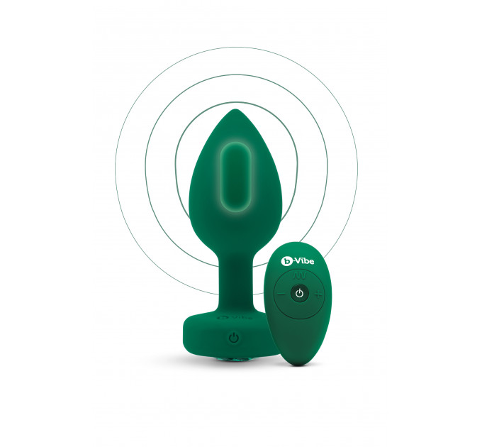 Анальна пробка з вібрацією та пультом B-Vibe - Vibrating Jewel Plug M/L Emerald