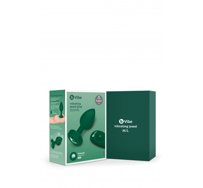 Анальна пробка з вібрацією та пультом B-Vibe - Vibrating Jewel Plug M/L Emerald
