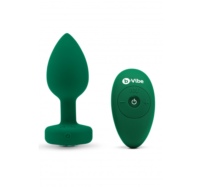 Анальна пробка з вібрацією та пультом B-Vibe - Vibrating Jewel Plug M/L Emerald