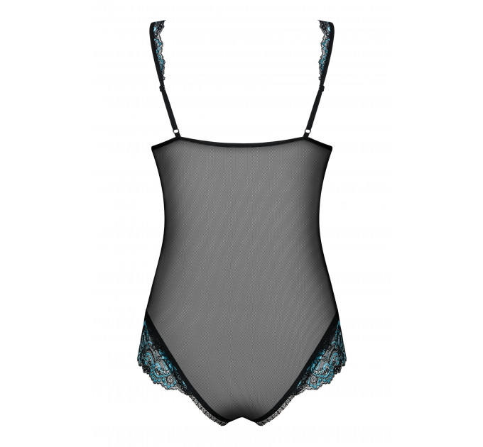 Боди в сеточку Obsessive AMANTA с бирюзовой вышивкой, L/XL