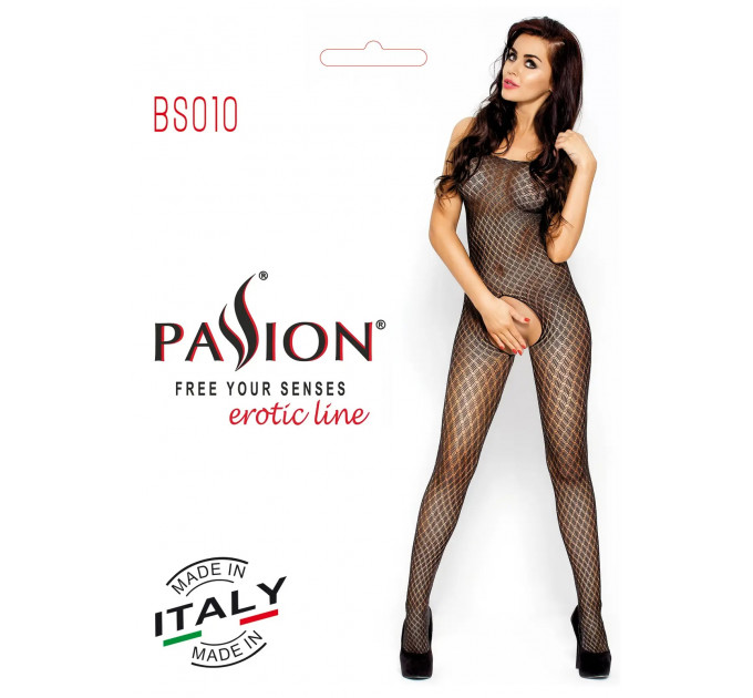 Бодистокинг с геометрическим узором Black Bodystocking Open Crotch BS010-black