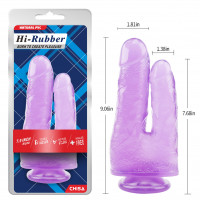 Фаллоимитатор двойной Chisa Hi-Rubberна присоске, фиолетовый