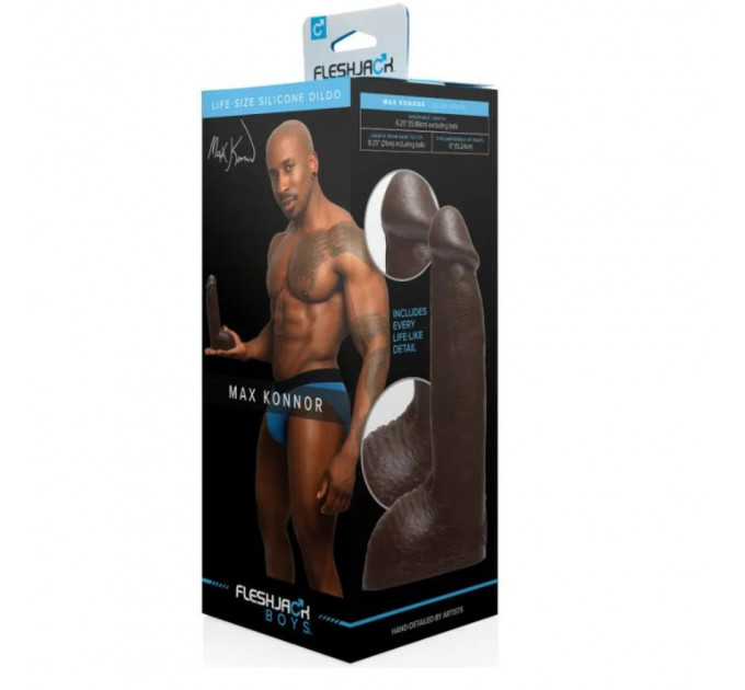 Фаллоимитатор с мошонкой реалистичный Fleshjack Boys Max Konnor Dildo (RP), черный, 24 см х 4.9 см