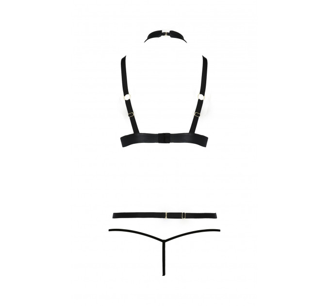 Комплект белья с чокером и стреп-лентами LAMIS SET black S/M - Passion