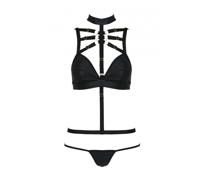 Комплект белья с чокером и стреп-лентами LAMIS SET black S/M - Passion
