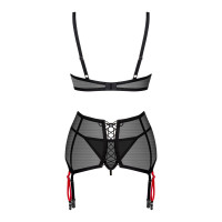 Комплект напівпрозорий XS/S Glandez Obsessive, 3 предмети, чорний