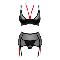 Комплект напівпрозорий XS/S Glandez Obsessive, 3 предмети, чорний