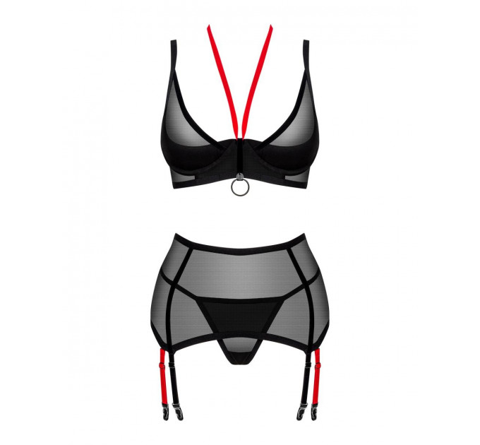 Комплект полупрозрачный XS/S Glandez Obsessive, 3 предмета, черный