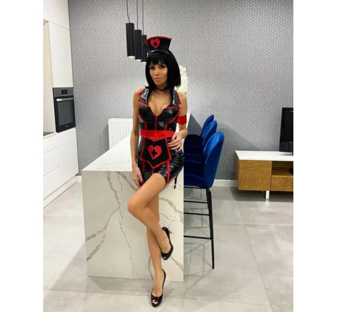 Костюм сексуальной медсестры Naughty Nurse Leg Avenue, 4 предмета Black - M