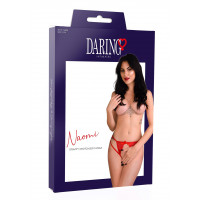 Кружевные трусики с бантиком и открытой интимной зоной Naomi Daring Intimates, красные, S/M