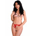 Кружевные трусики с бантиком и открытой интимной зоной Naomi Daring Intimates, красные, S/M