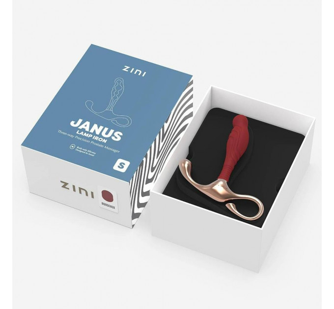 Масажер простати рельєфний, S, Zini Janus Lamp Iron бордовий, 10.4 х 2.2 см