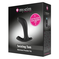 Масажер простати з функцією електростимуляції Twisting Tom Mystim, силіконовий, чорний 13 х 3.3 см