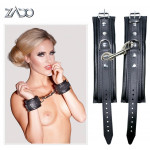 Наручники кожаные Zado FETISH с металлическими застежками, черные