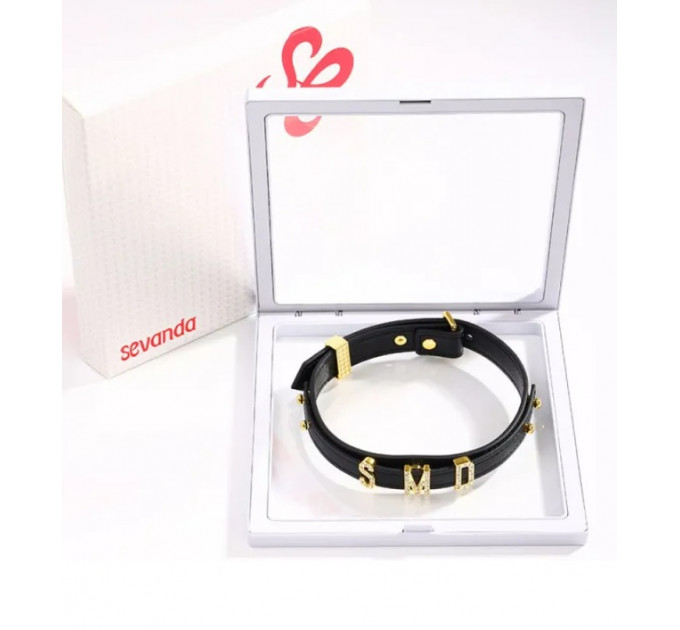 Ошейник с надписью SMD, кожа Lockink