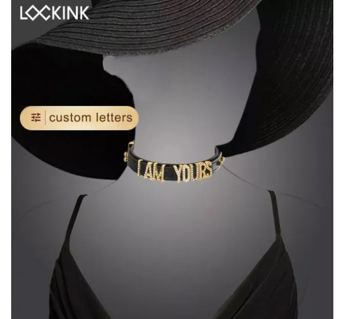 Ошейник с надписью SMD, кожа Lockink