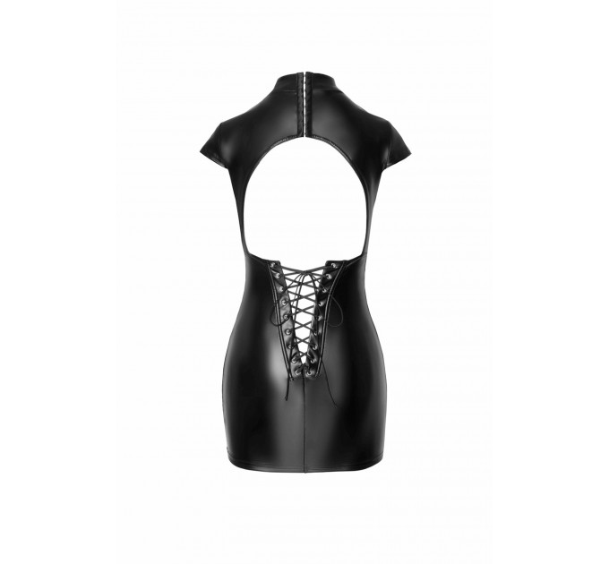 Платье виниловое F309 Noir Handmade Fantasy с вырезом на спине, со шнуровкой, черное, размер M