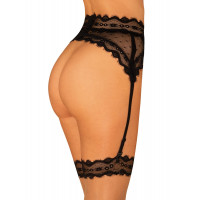 Пояс для чулок Obsessive Marrbel с узорами, черный, L/XL