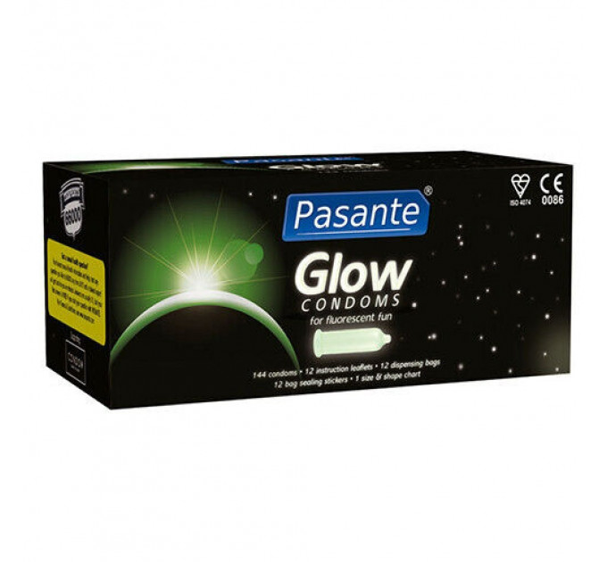 Презервативи, що світяться в темряві, Pasante Glow Condoms, 53 мм (ціна за 6 штук)
