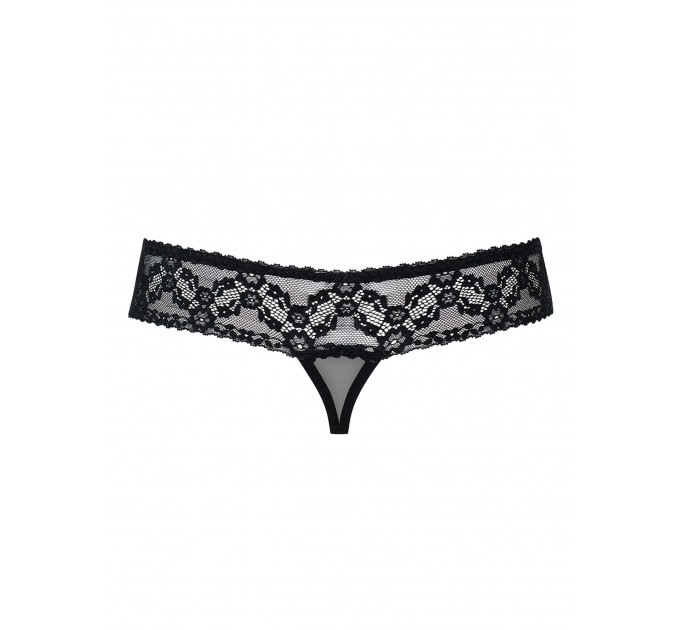 Стринги кружевные Obsessive 837-THC-1 с открытым доступом, черный, L\XL