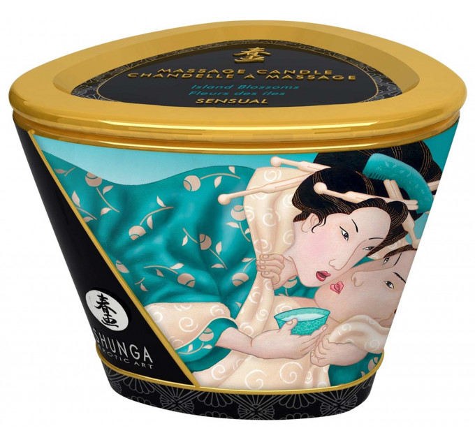 Свеча для массажа Shunga Massage Candle Island Blossoms с цветочным ароматом, 170 мл