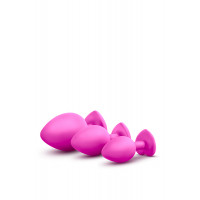Набор анальных пробок с камнями Blush Bling Plugs Training Kit, розовый