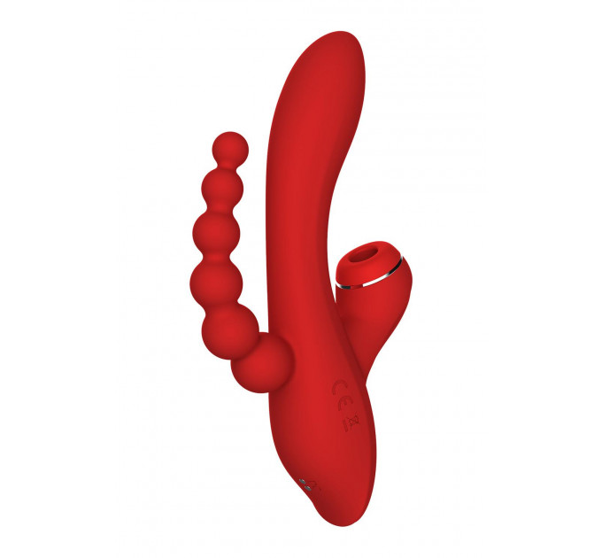 Тройной вибратор с вакуумной стимуляцией Dream Toys RED REVOLUTION ANNA