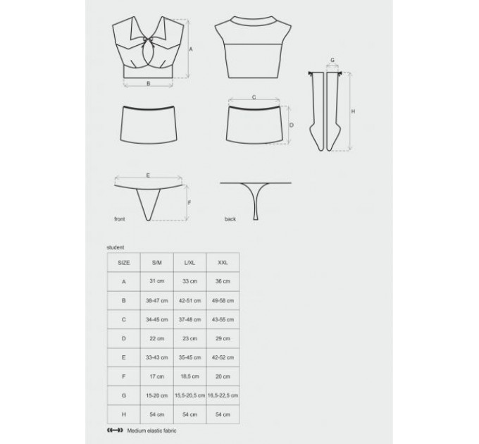 Костюм студентки 4 предмета Obsessive Student 4 pcs costume L/XL