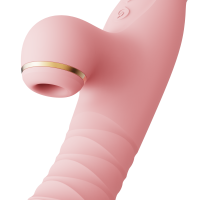 Вібратор з ротацією і вакуумною стимуляцією ZALO ROSE Rabbit PINK