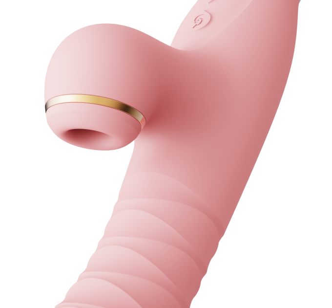 Вибратор с ротацией и вакуумной стимуляцией ZALO ROSE RABBIT PINK