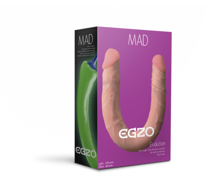Двухсторонний фаллоимитатор EGZO Ciberskin "FLEX&FIX" 47см *4 см