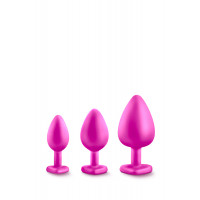 Набор анальных пробок с камнями Blush Bling Plugs Training Kit, розовый
