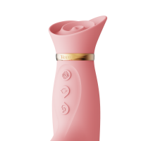 Вібратор з ротацією і вакуумною стимуляцією ZALO ROSE Rabbit PINK