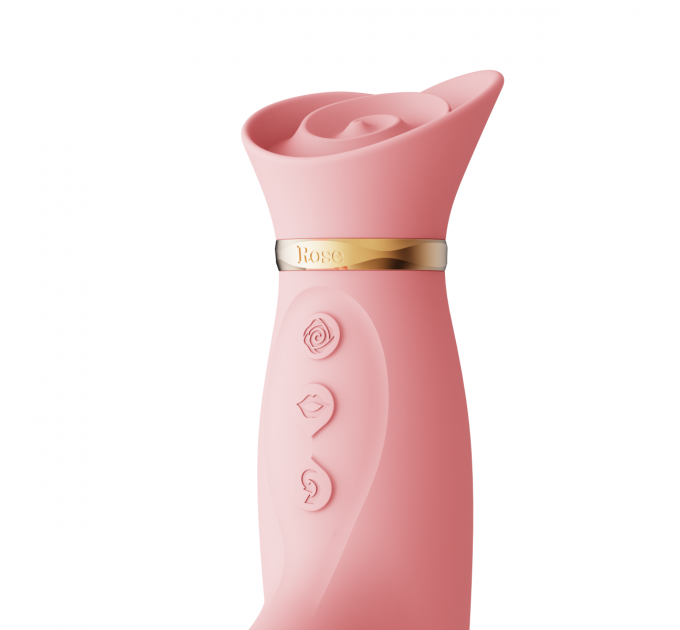 Вибратор с ротацией и вакуумной стимуляцией ZALO ROSE RABBIT PINK
