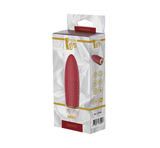 Компактный вибромассажер с рельефной поверхностью Dream Toys Marly, бордовый, 11 х 4 см