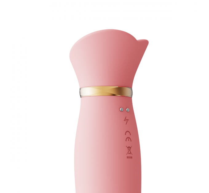 Вибратор с ротацией и вакуумной стимуляцией ZALO ROSE RABBIT PINK