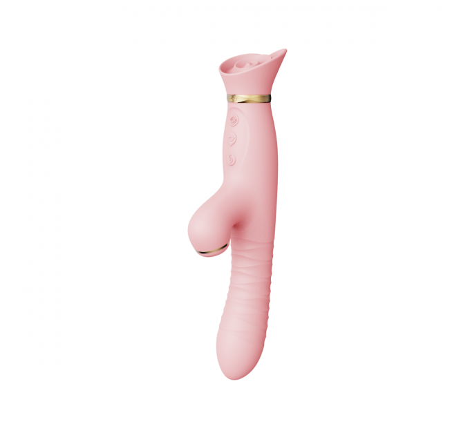 Вибратор с ротацией и вакуумной стимуляцией ZALO ROSE RABBIT PINK