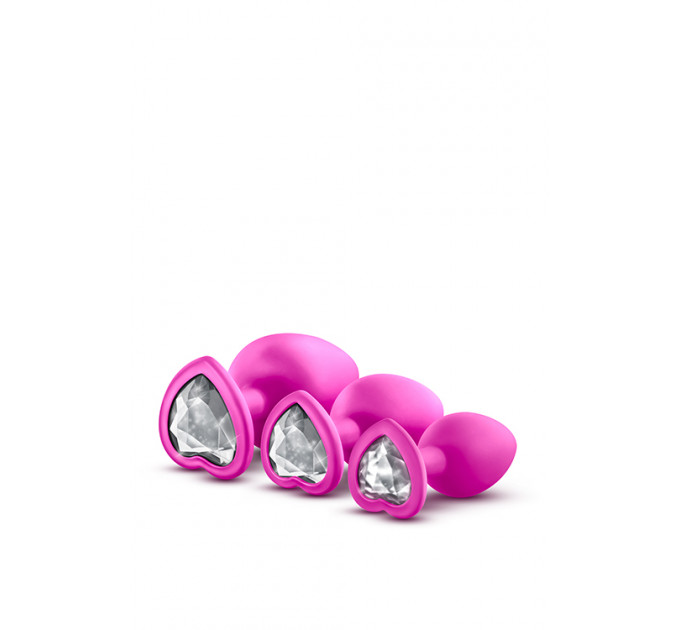 Набор анальных пробок с камнями Blush Bling Plugs Training Kit, розовый