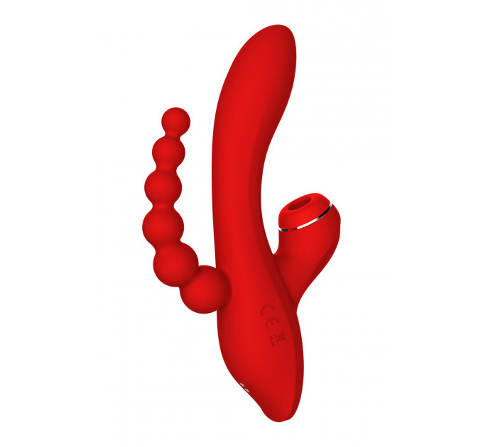 Тройной вибратор с вакуумной стимуляцией Dream Toys RED REVOLUTION ANNA