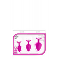 Набор анальных пробок с камнями Blush Bling Plugs Training Kit, розовый