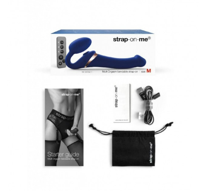 Безремневий страпон M з вібрацією та вакуумною стимуляцією Strap-On-Me, з дистанційним пультом