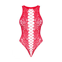 Боді з декоративними переплетеннями Obsessive B120, червоний, S/M/L