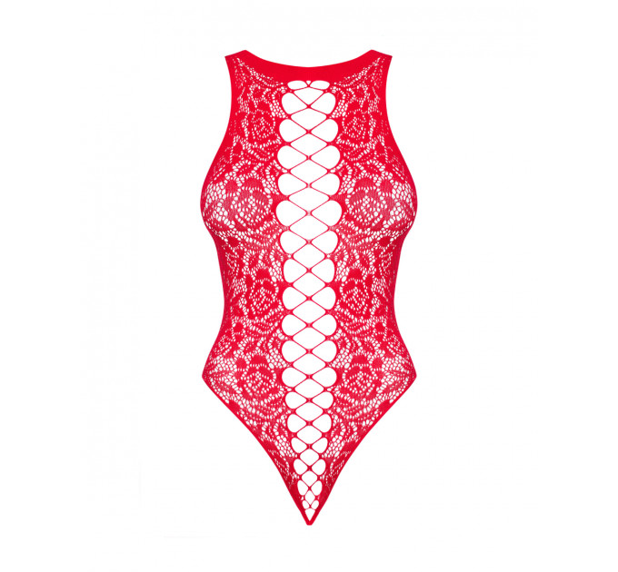 Боди с декоративными переплетениями Obsessive B120, красный, S/M/L