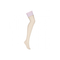 Панчохи під пояс Obsessive Girlly L/XL бежевий, рожевий
