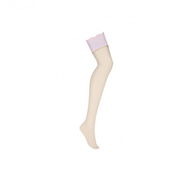 Чулки под пояс Obsessive Girlly L/XL бежевый, розовый