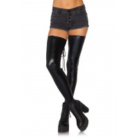 Панчохи зі шнурівкою Leg Avenue Wetlook, чорні, M/L