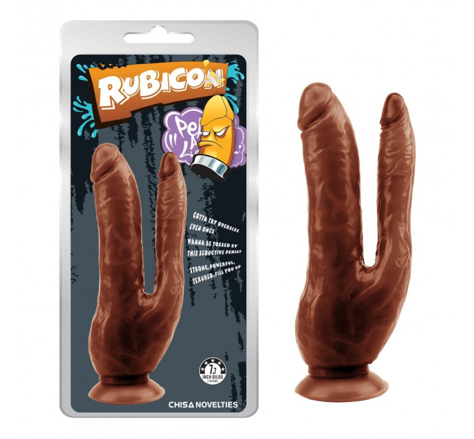 Фаллоимитатор двойной CHISA Rubicon 19.5 см на присоске, коричневый