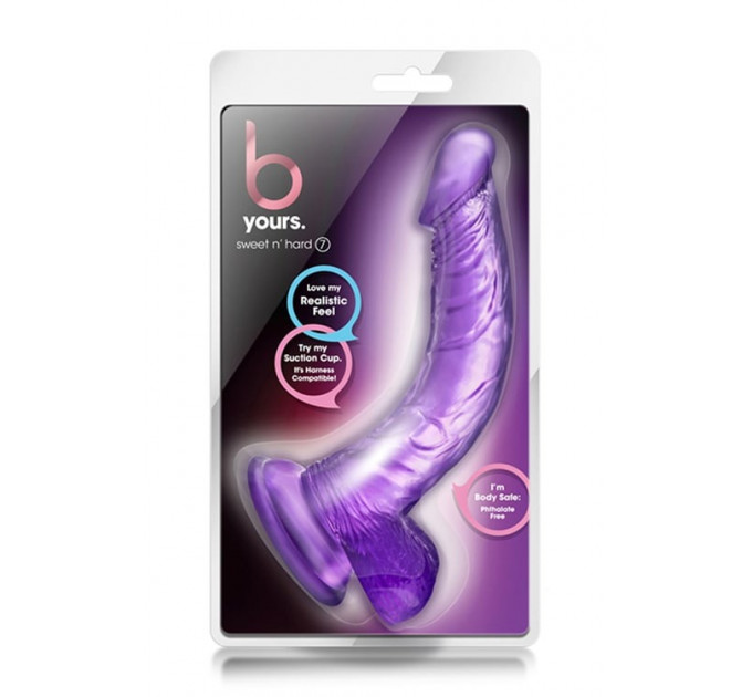 Фалоімітатор реалістичний з мошонкою Blush b-yours на присосці, фіолетовий