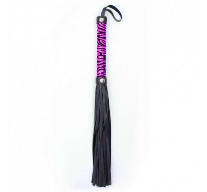 Флоггер DS Fetish леопард фиолетовый flogger M