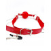 Кляп DS Fetish Ball gag with nipple clamps red
